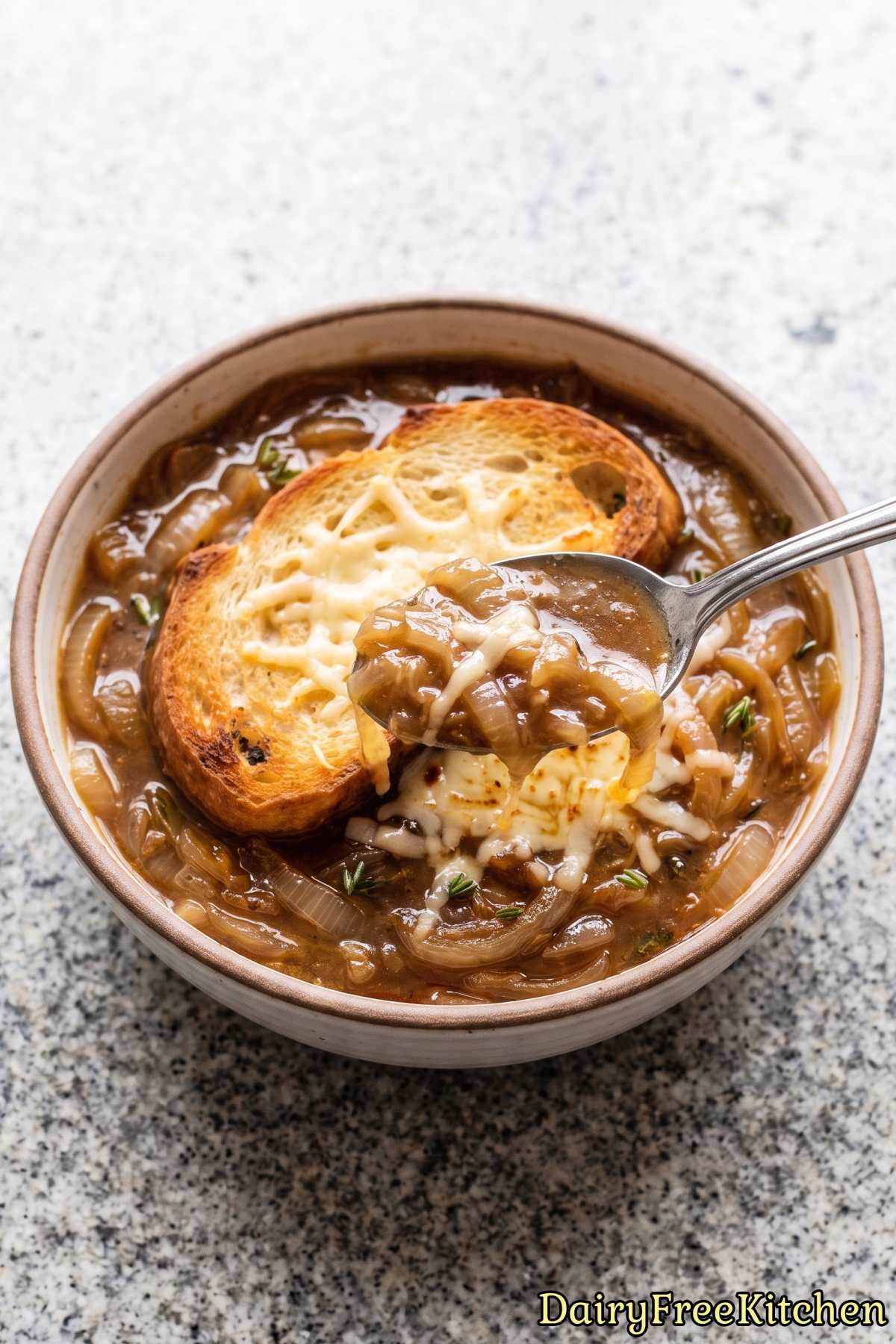 Classic french onion soup made dairy free