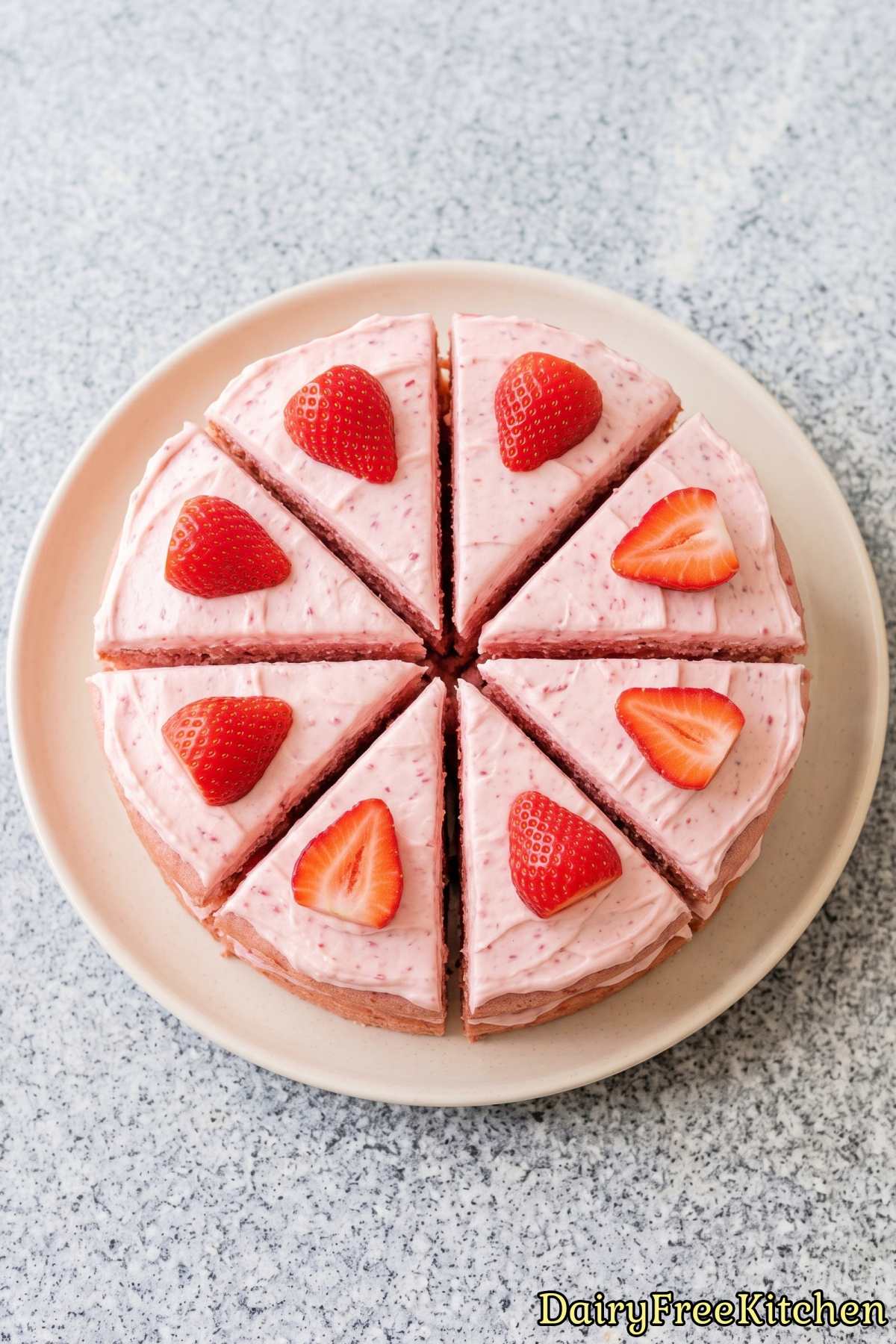 Fluffy dairy free fresh strawberry cake