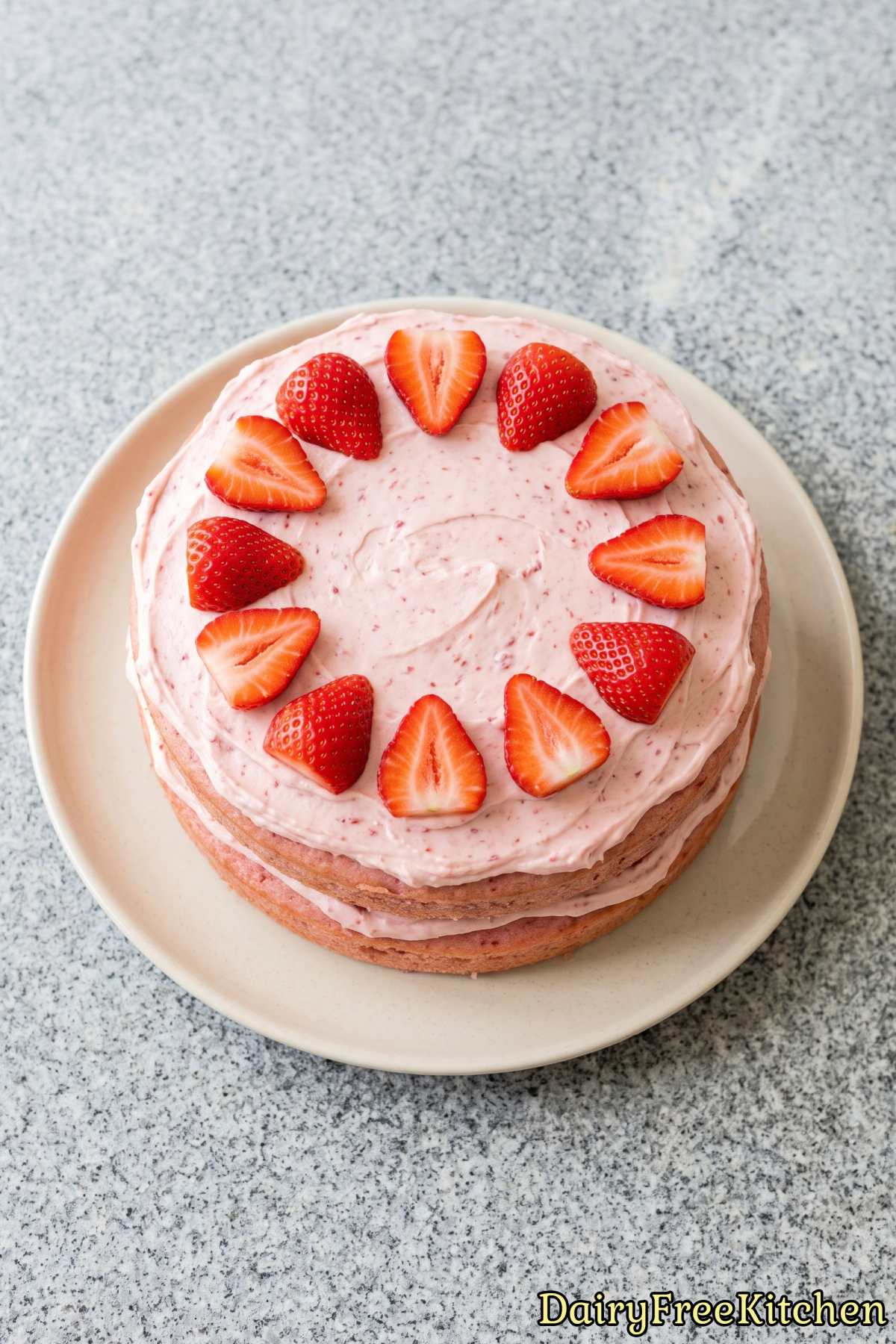 Light and fruity dairy free strawberry cake