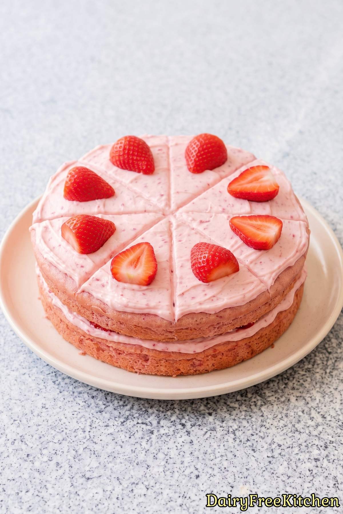 Simple dairy free strawberry sheet cake