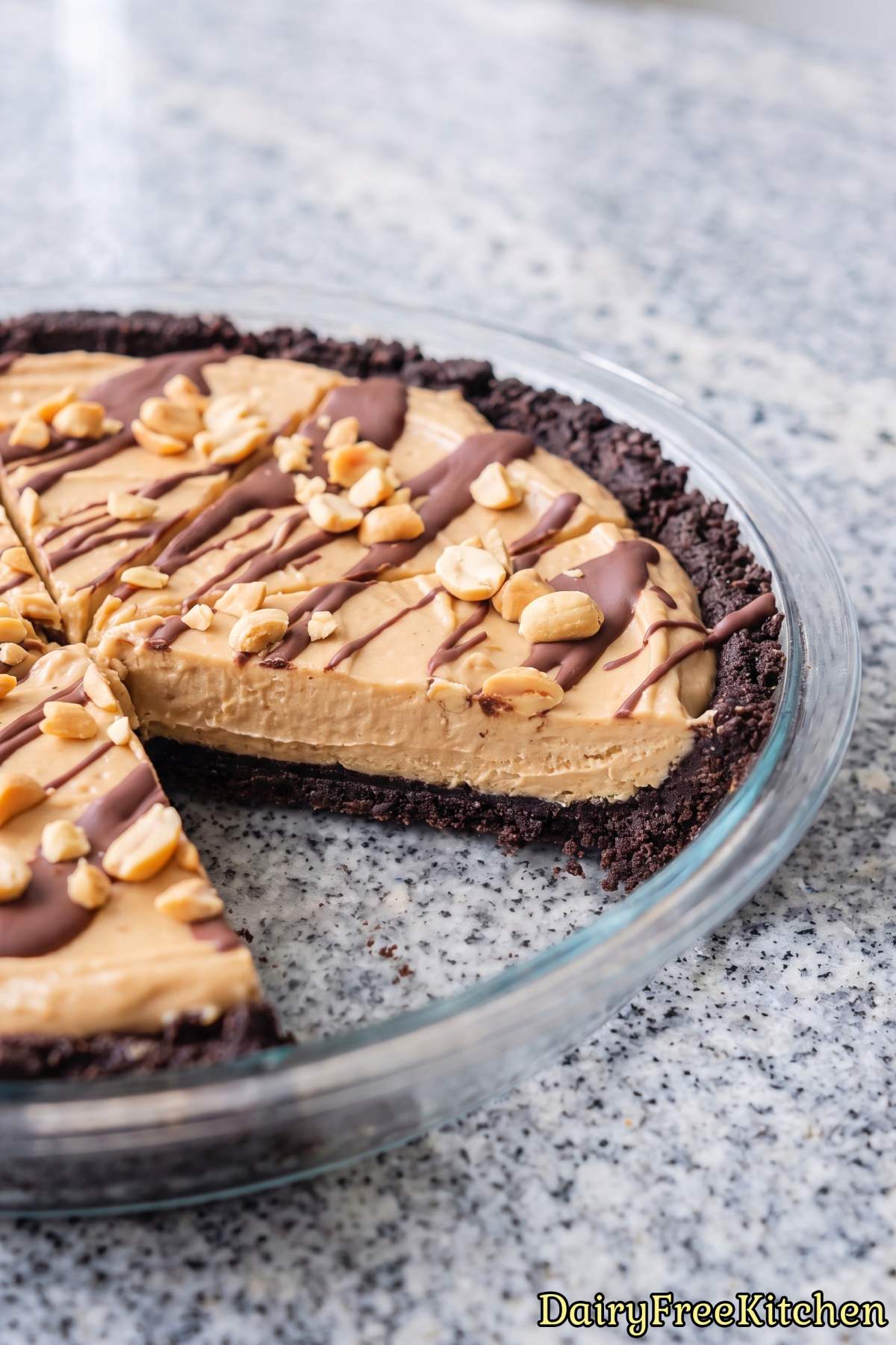 Frozen peanut butter pie on a plate