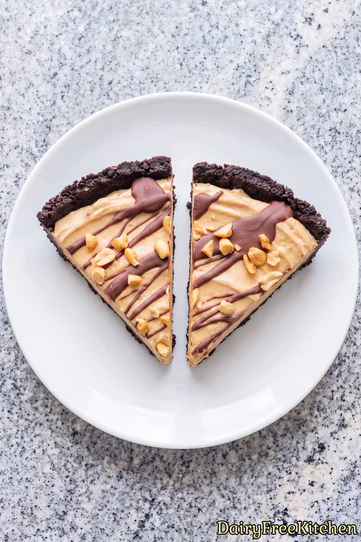 Creamy peanut butter frozen pie slice