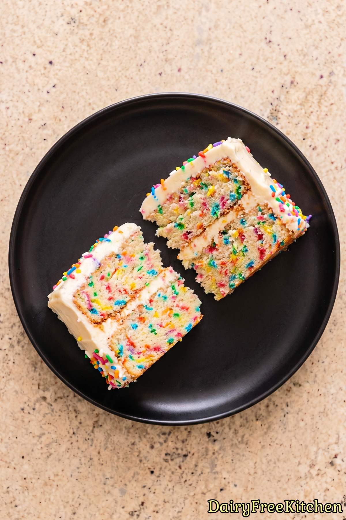 Sweet dairy free sprinkle birthday cake