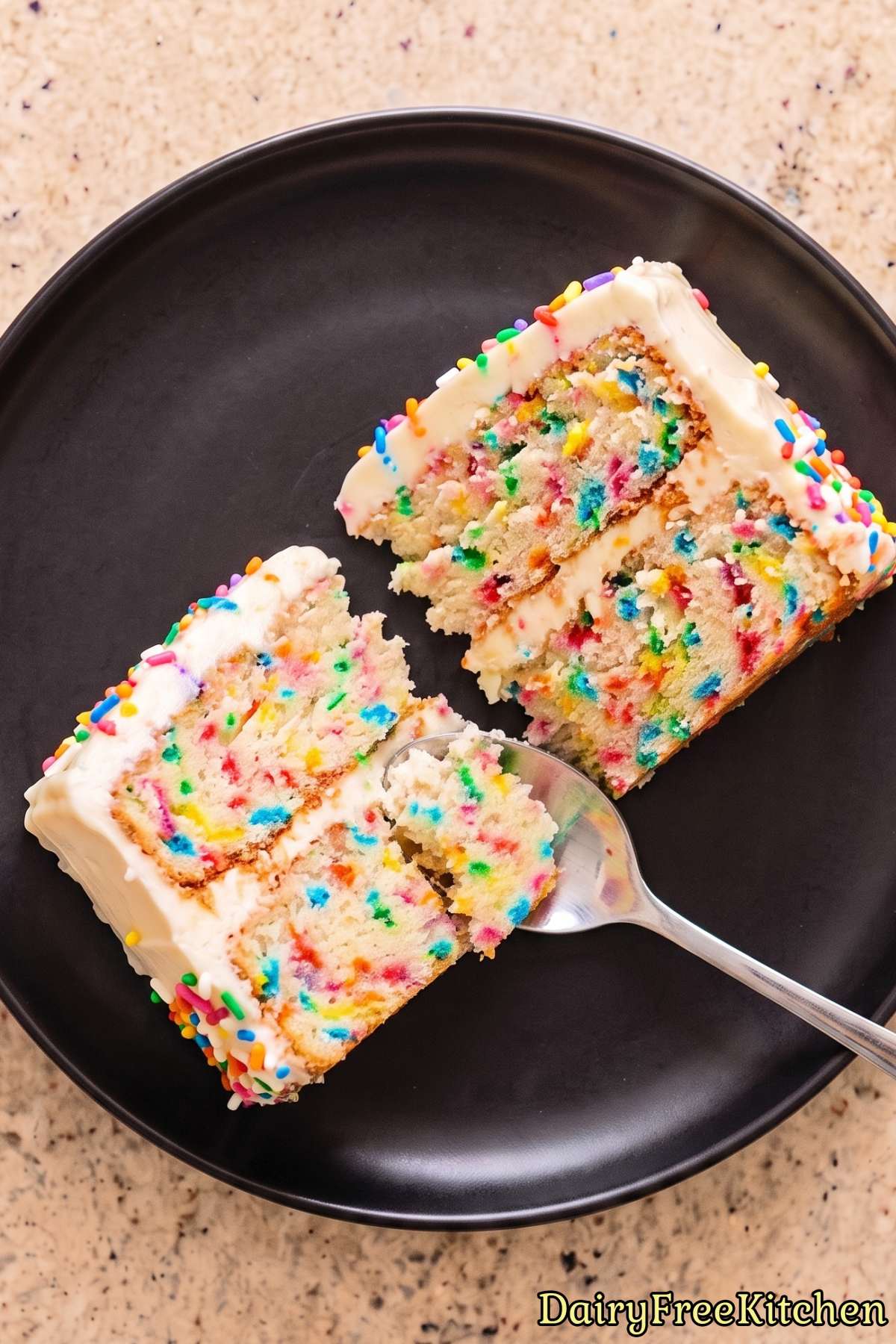 Simple dairy free funfetti birthday cake