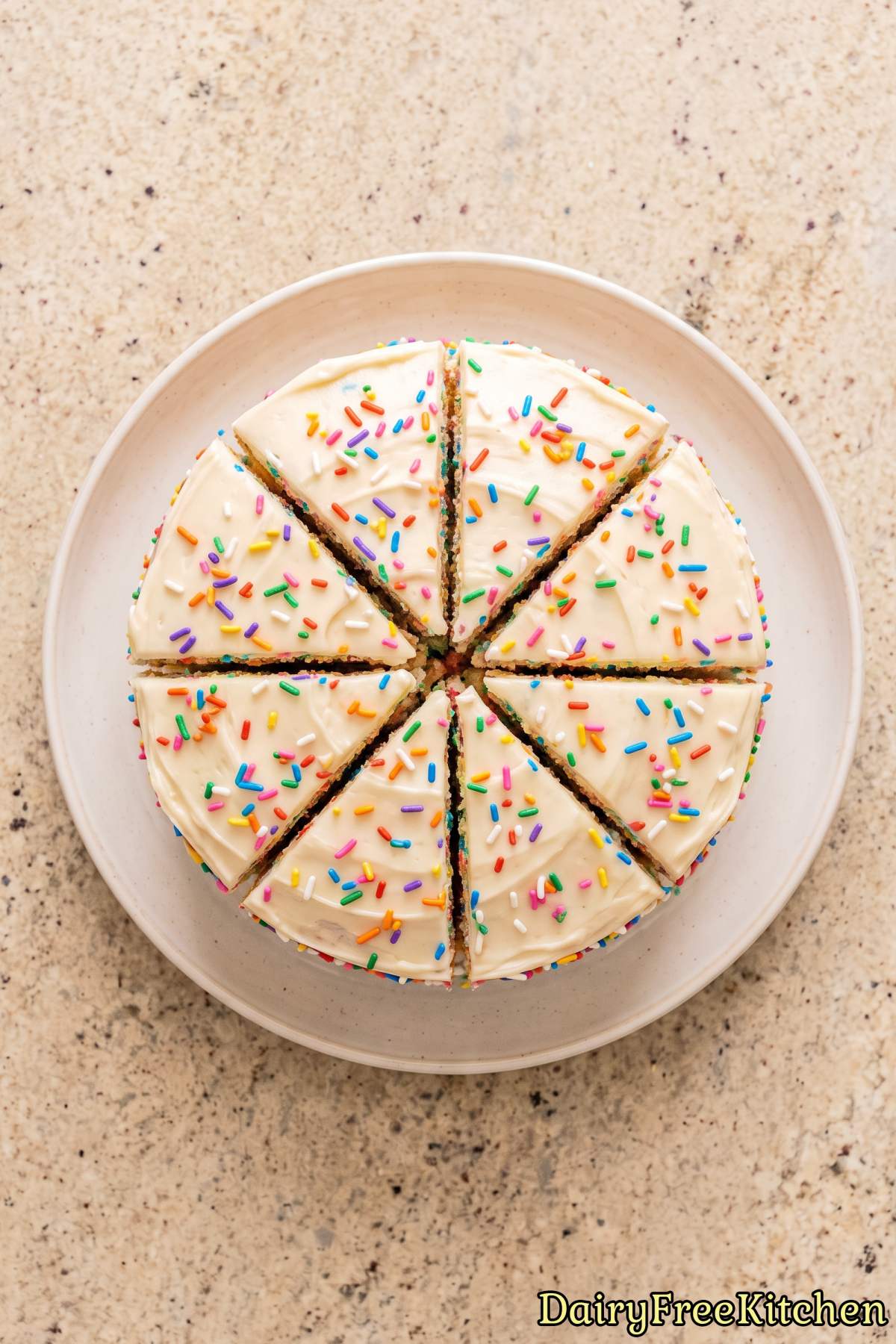 Delicious dairy free sprinkle cake slice