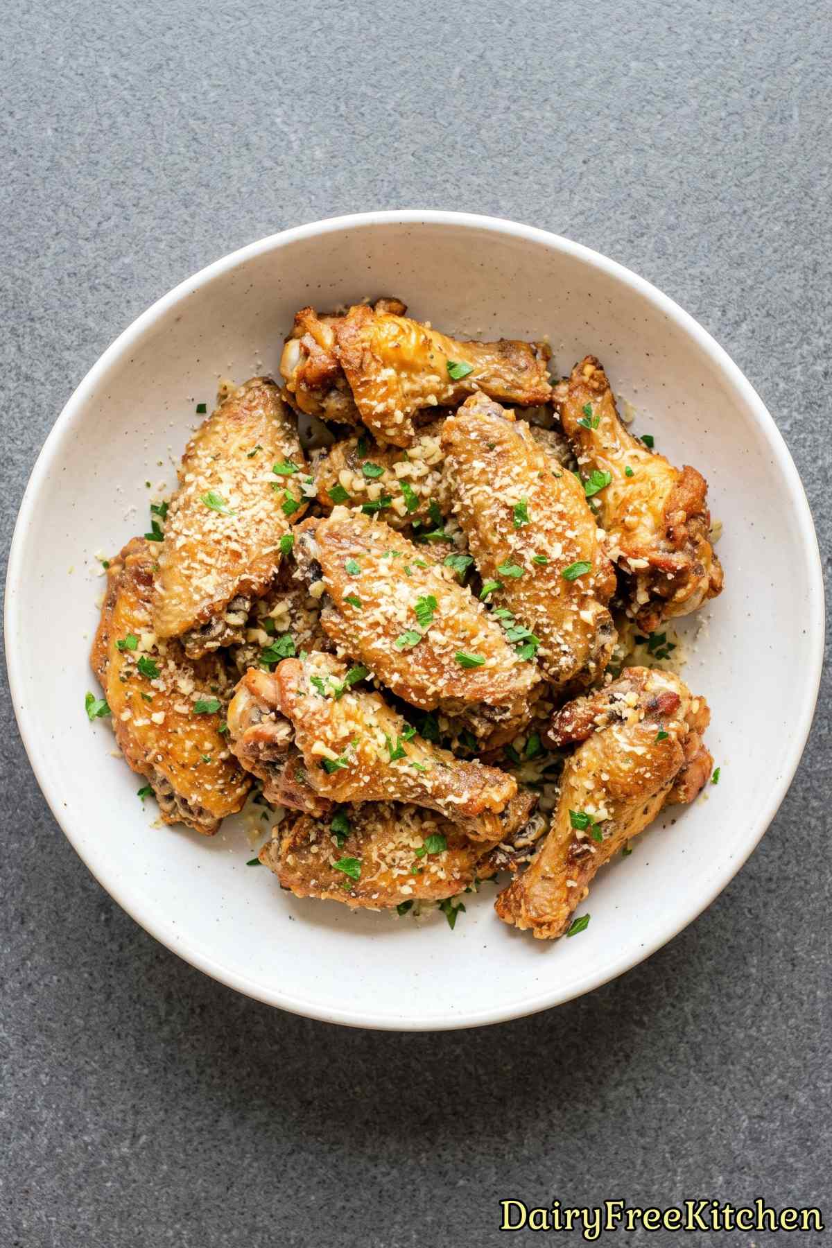 Easy dairy free garlic parmesan wings