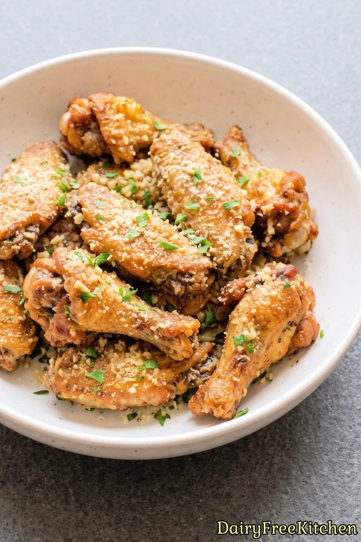 Fresh dairy free garlic parmesan wings
