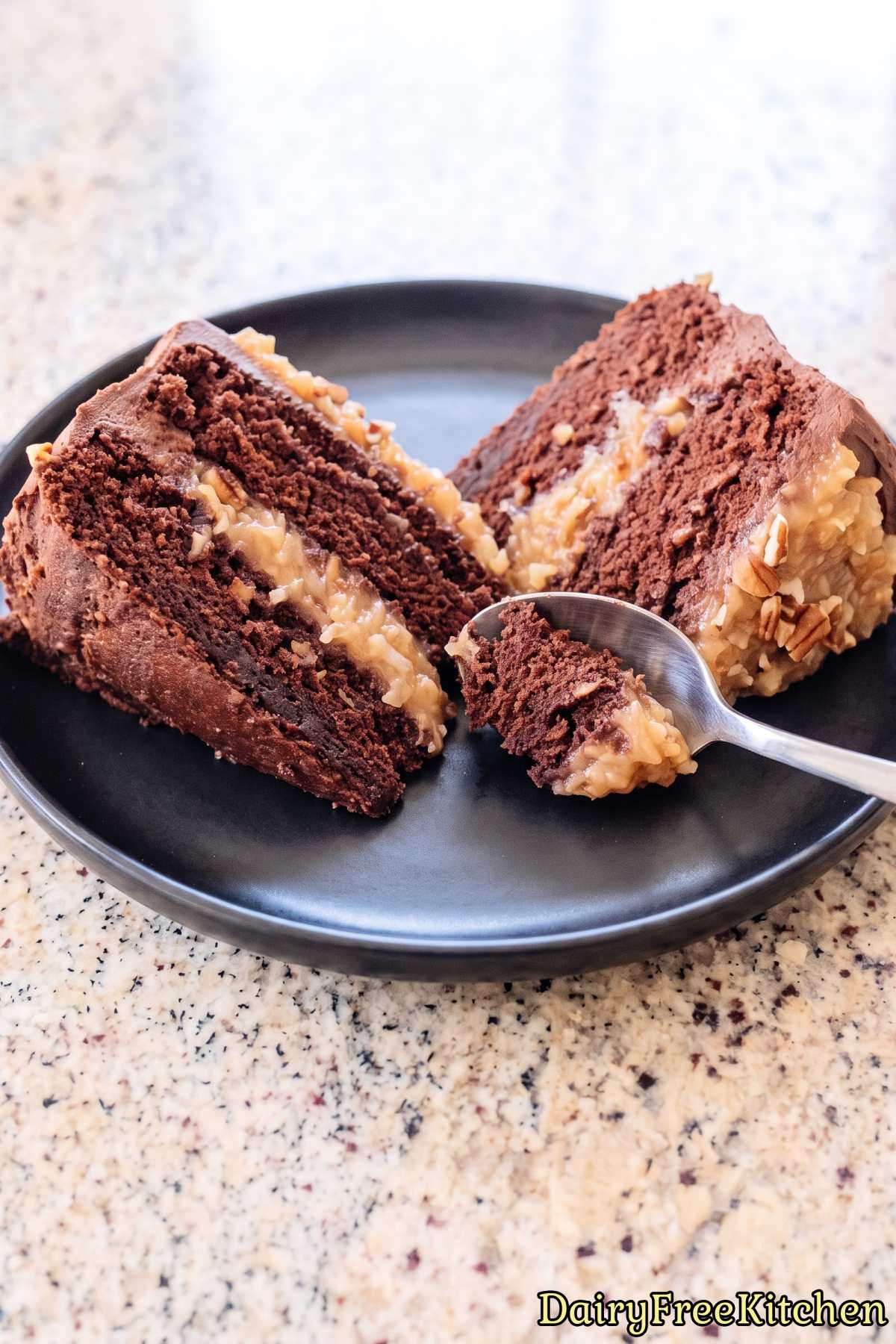 Sweet dairy free German chocolate cake