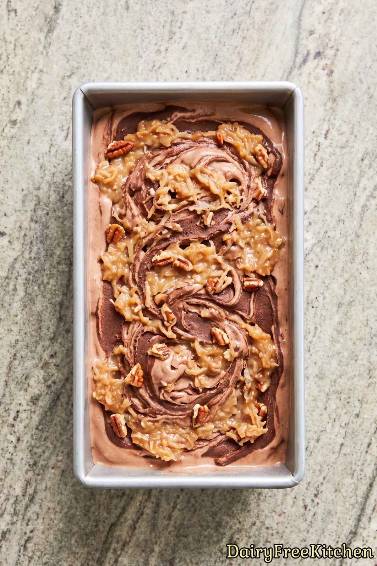 Decadent dairy free German chocolate dessert