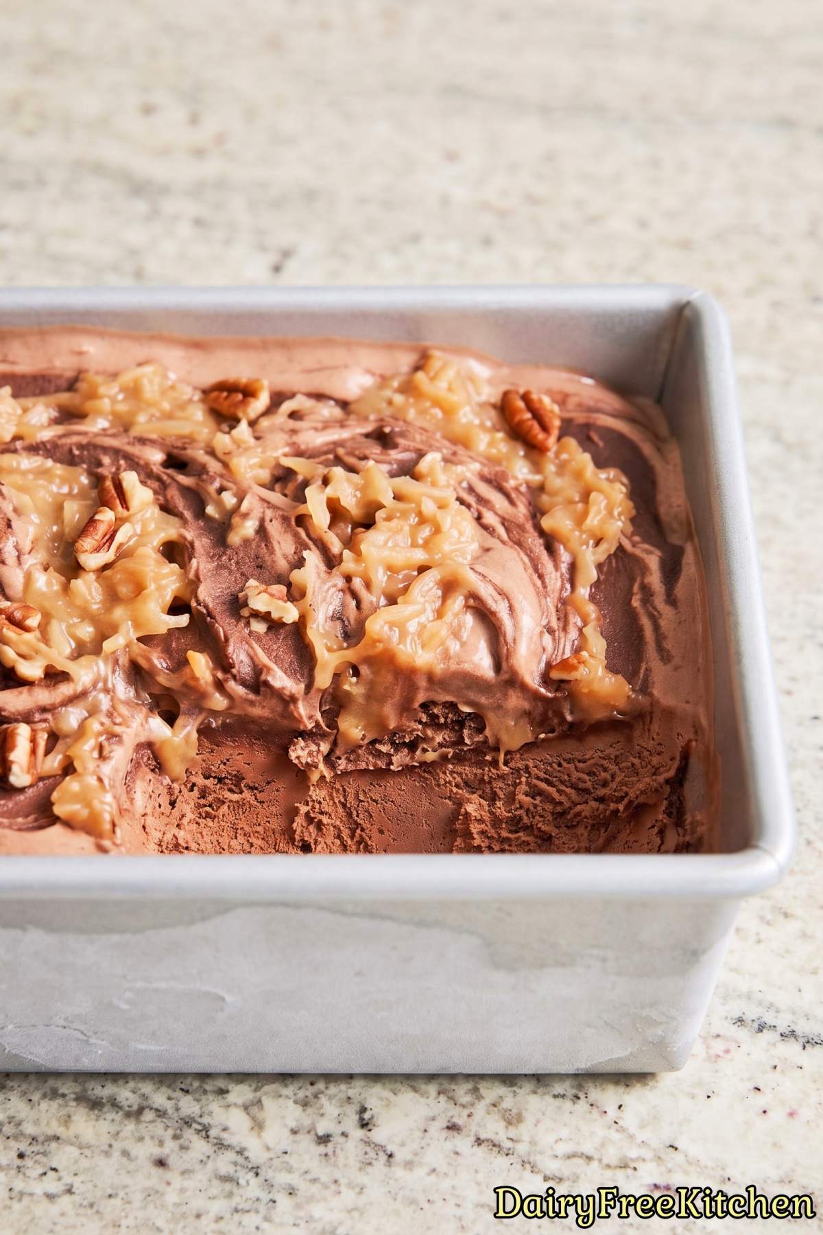 Chilled dairy free German chocolate ice cream