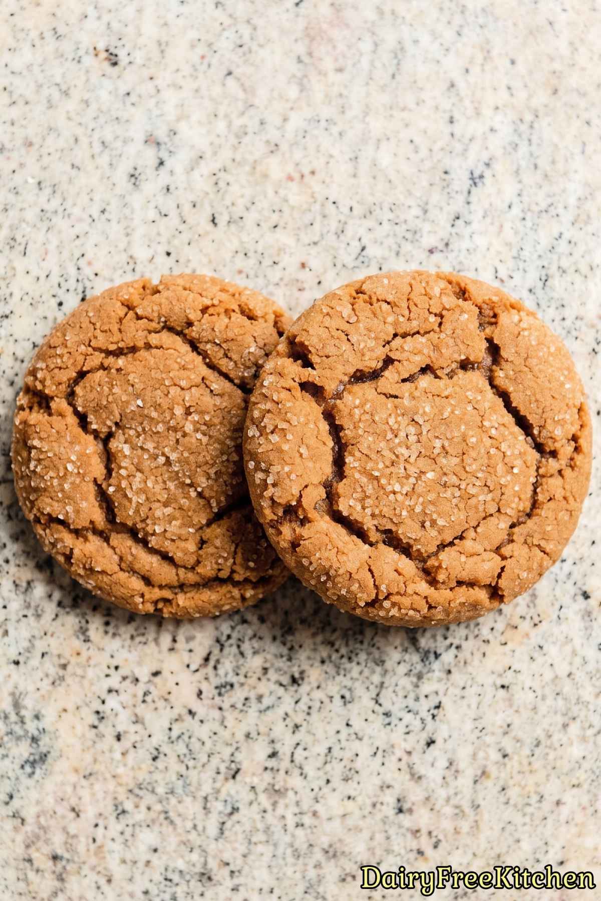 Warm spiced dairy free molasses cookies