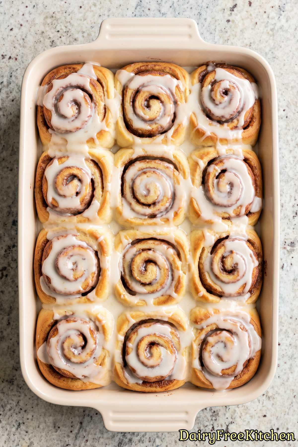 Sweet gooey dairy free cinnamon rolls