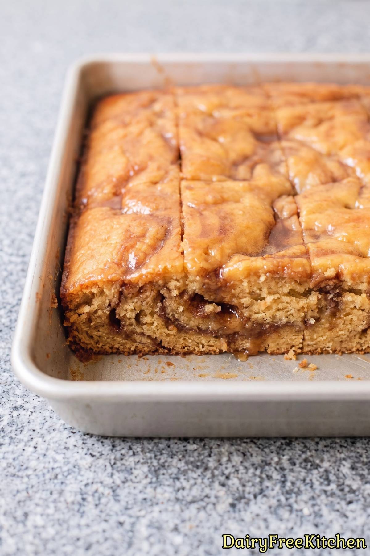 Dairy free honey bun cake with sweet glaze