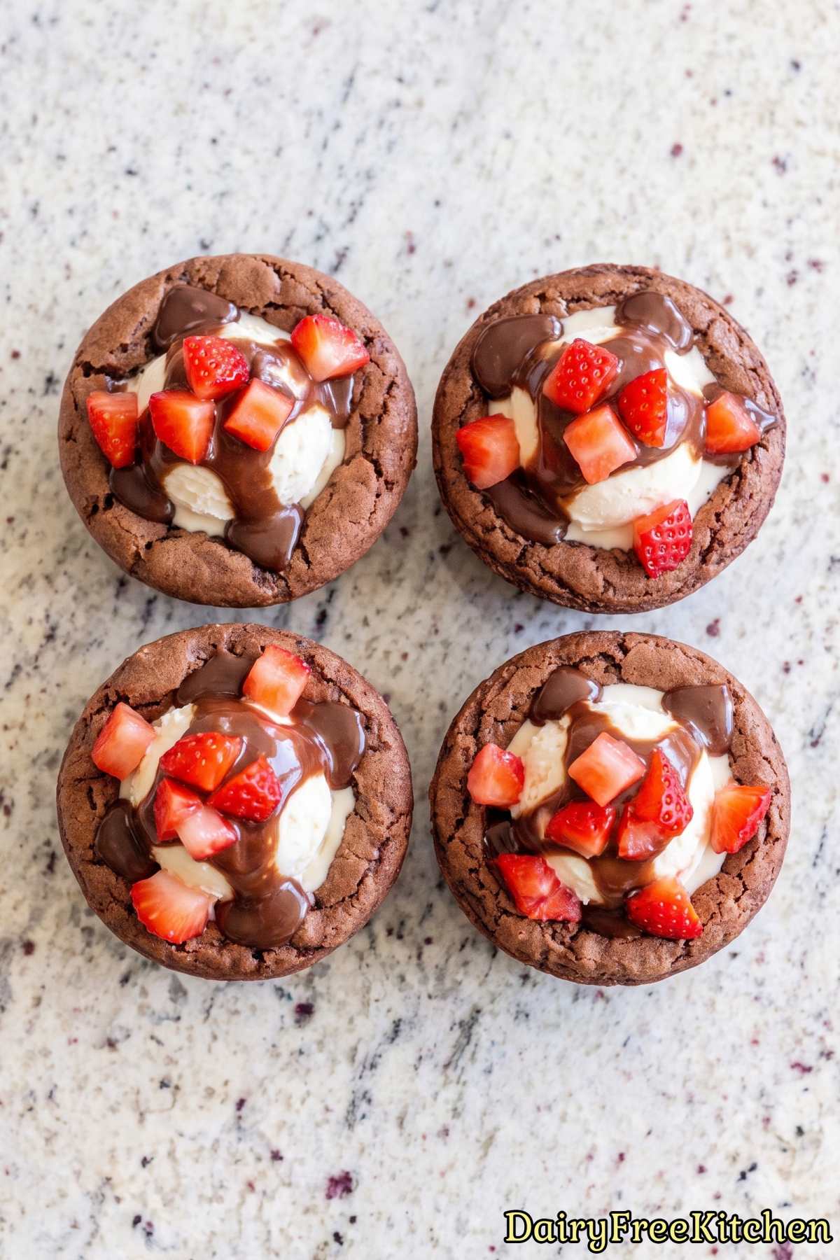 Brownie sundae cups with hot fudge