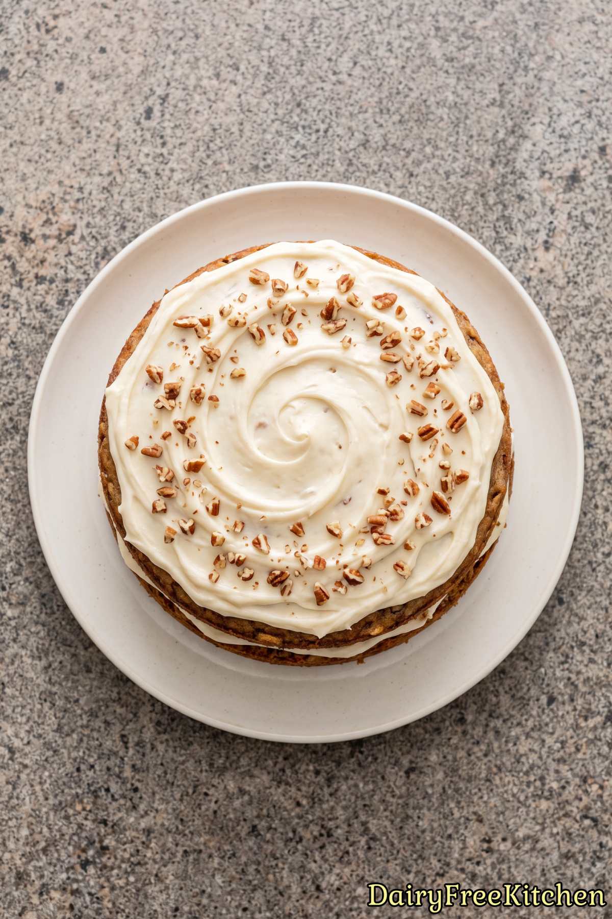 Sweet dairy free hummingbird cake with nuts.