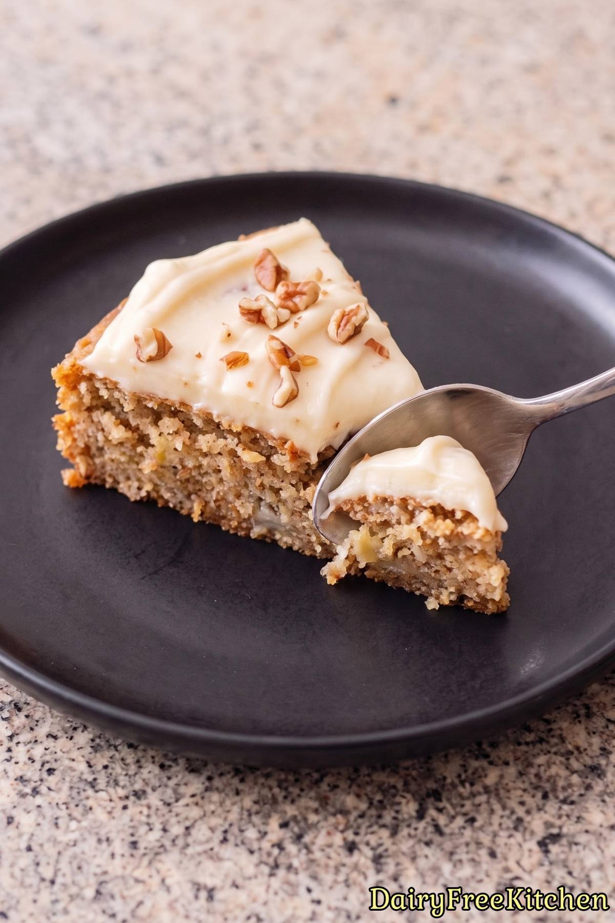Delicious dairy free hummingbird cake slice.