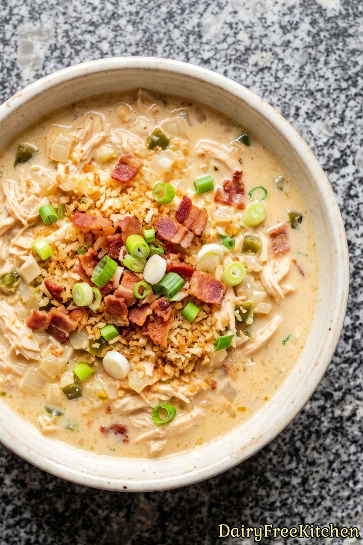 Warm dairy free jalapeno popper soup
