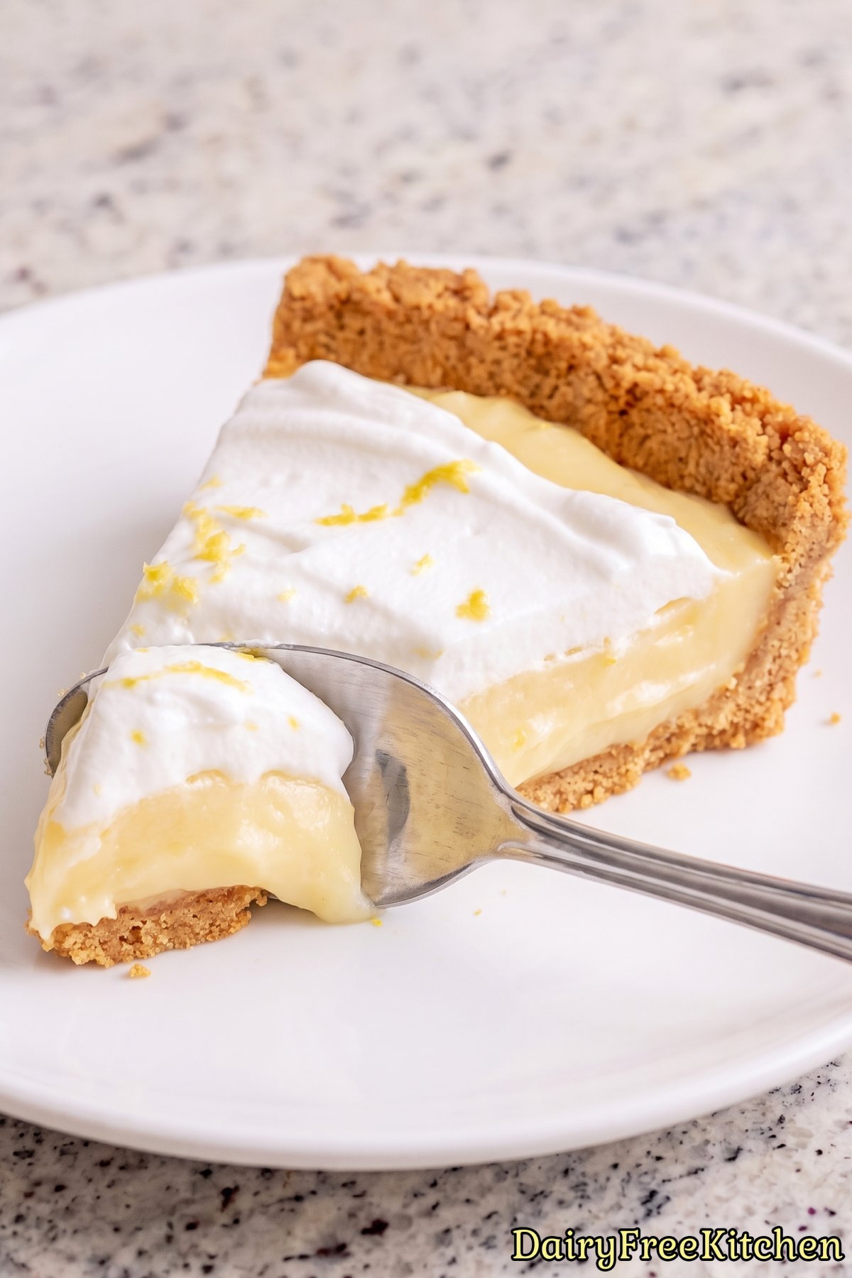 Dairy free lemon cream pie slice