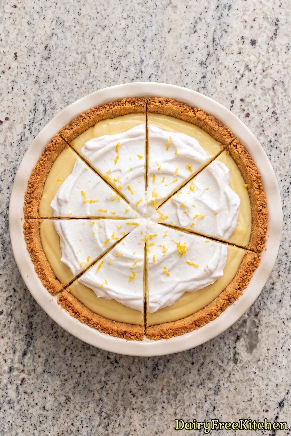 Bright lemon cream pie dairy free