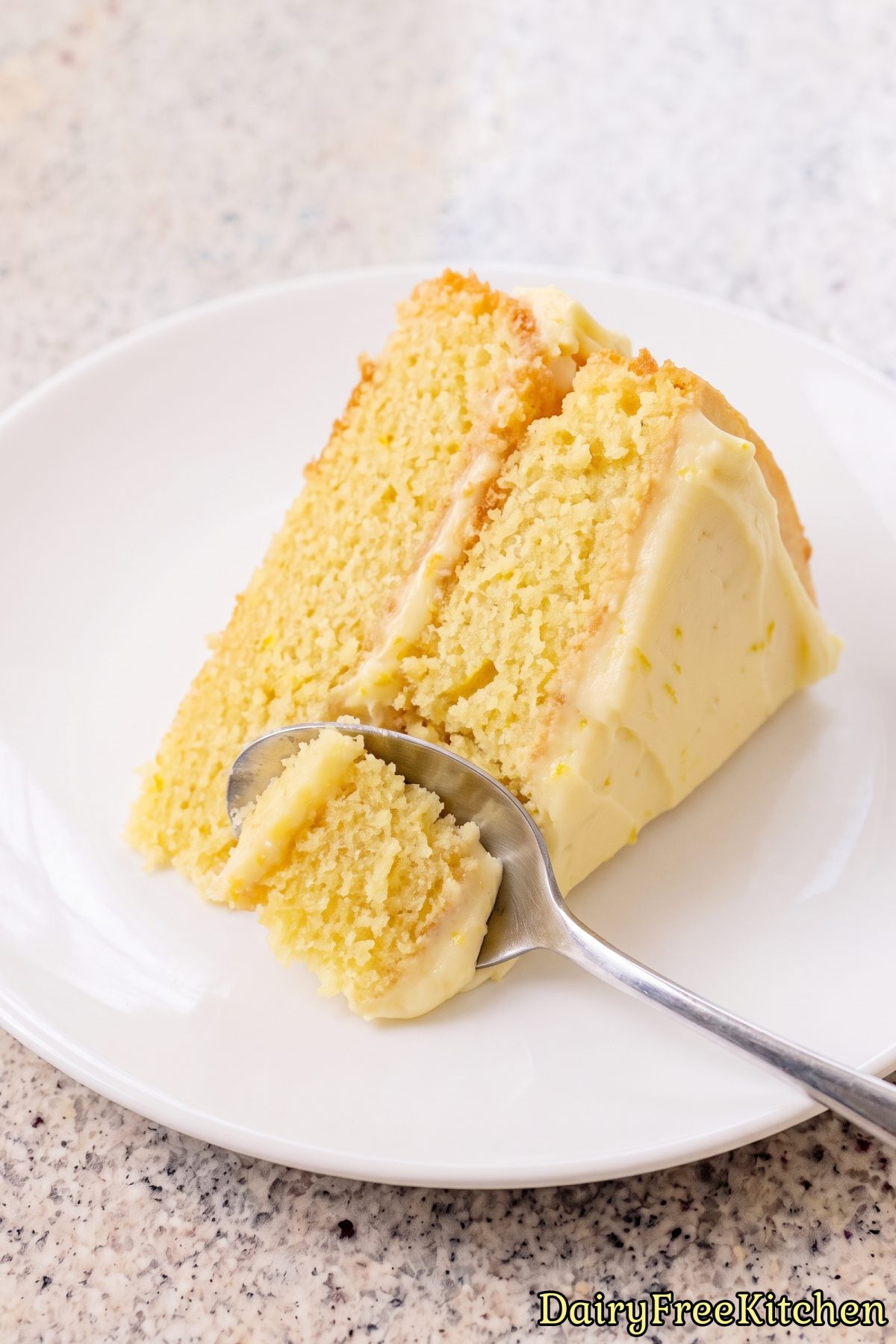 Light and moist dairy free lemon cake