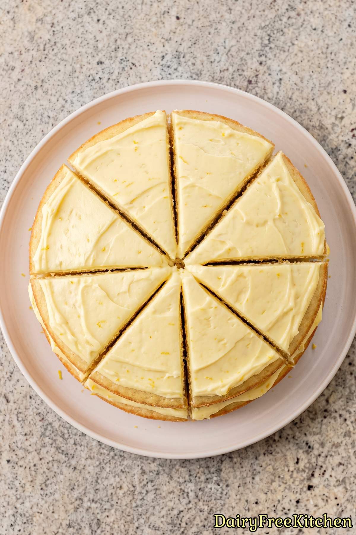 Sweet slice of dairy free lemon cake
