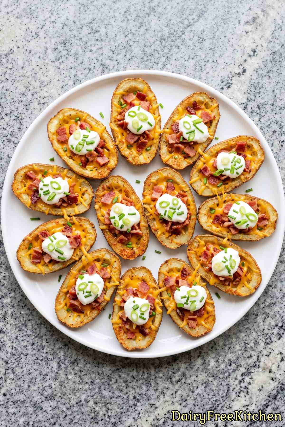 Golden dairy free loaded potato skins