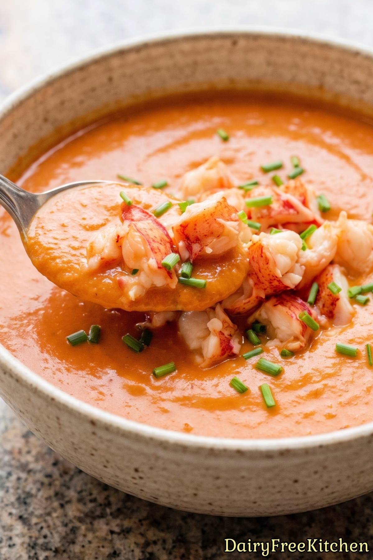 Homemade dairy free lobster bisque