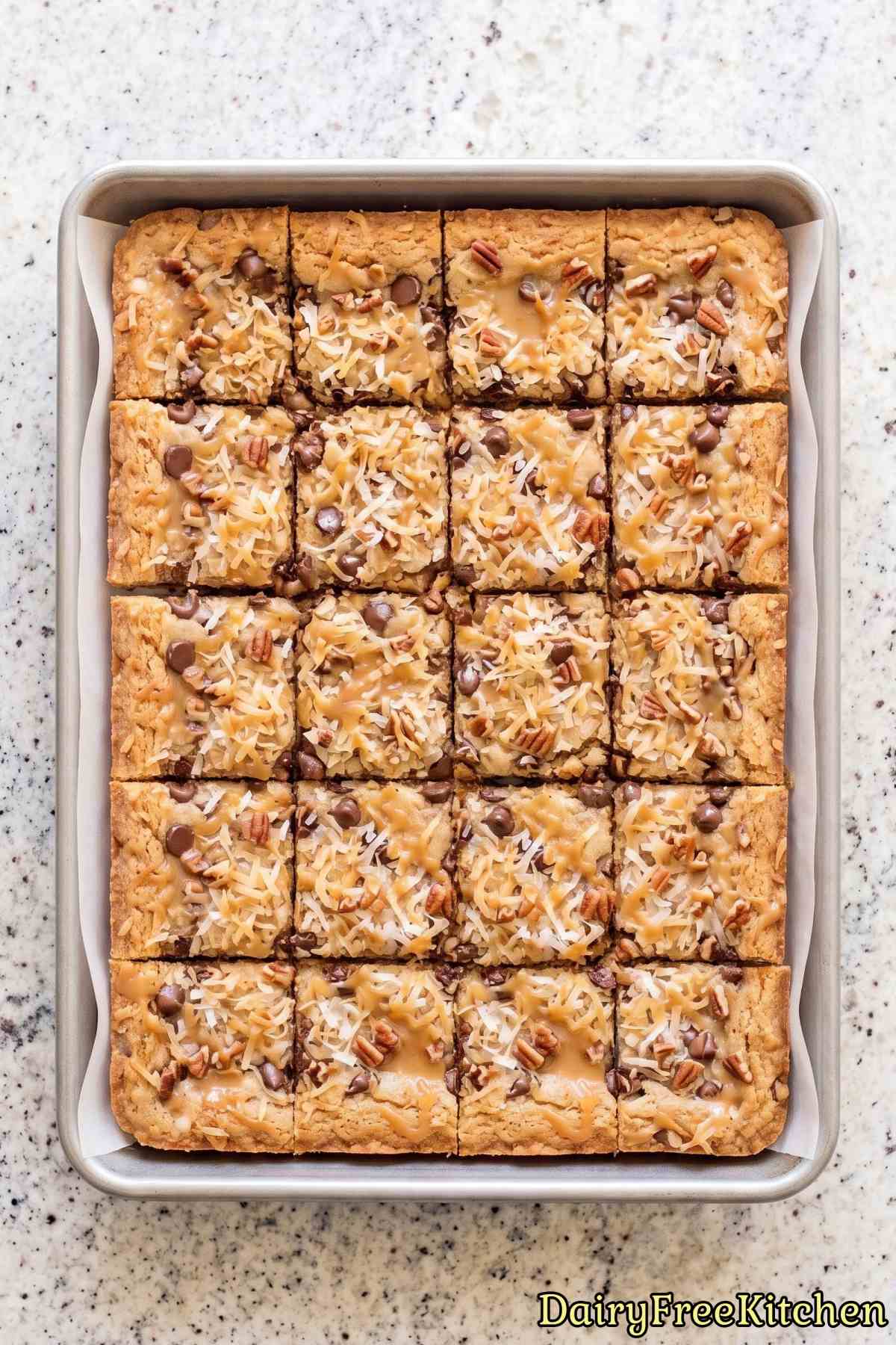 Delicious dairy free magic cookie bars