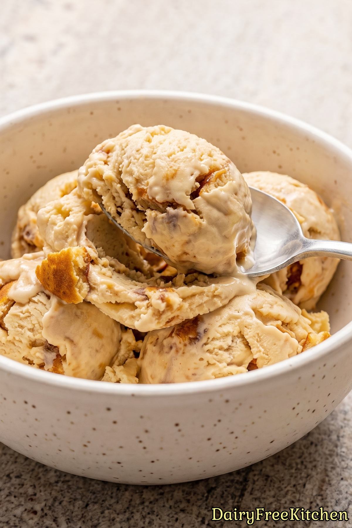 Dairy free ice cream with maple pancake crunch