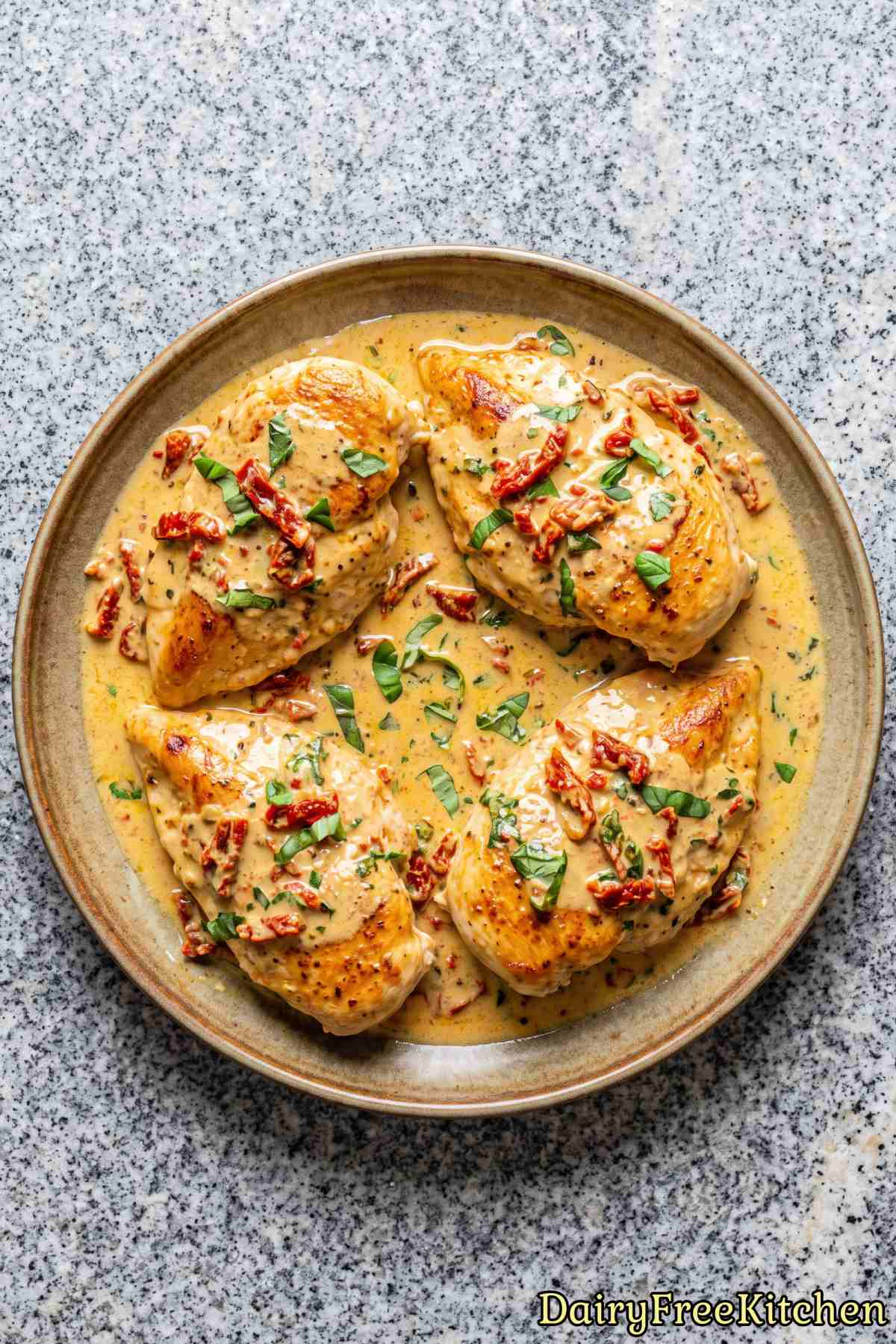 Golden chicken in creamy dairy free sauce