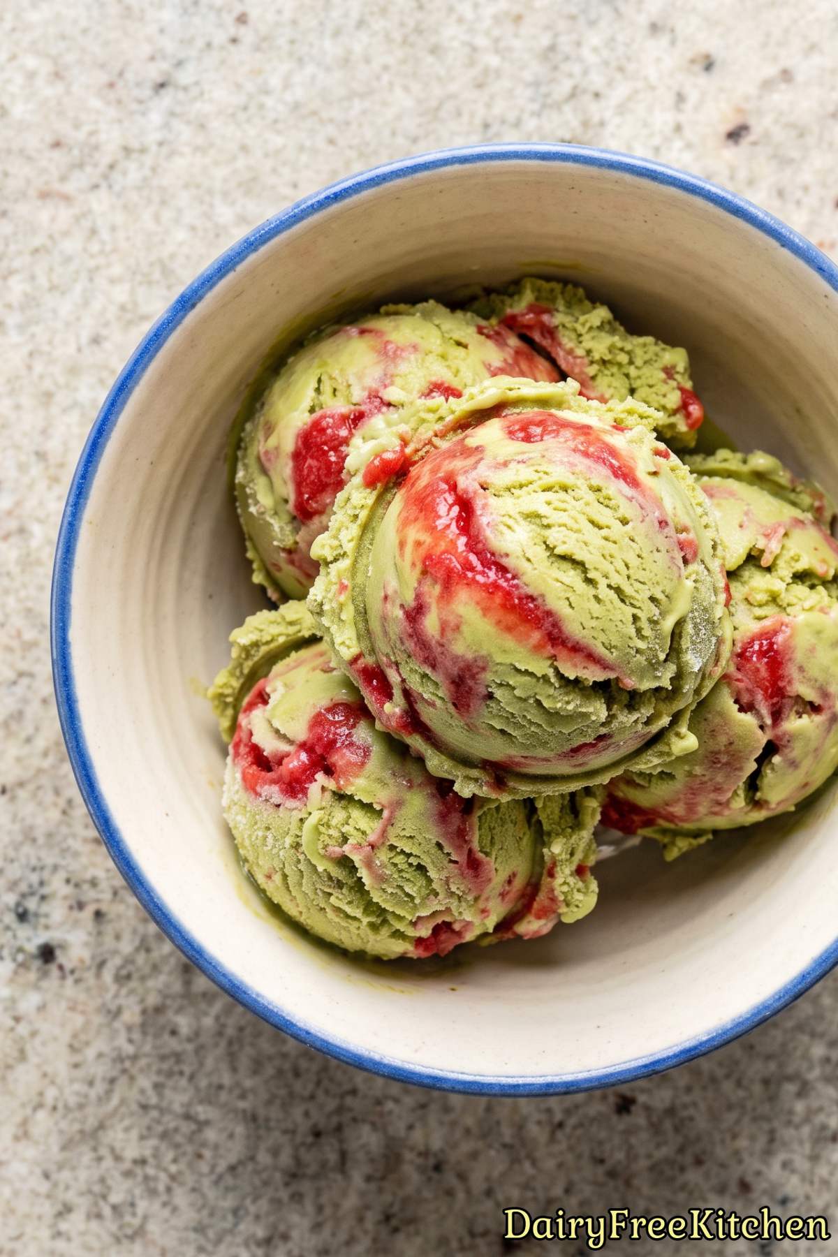Fresh dairy free matcha strawberry ice cream