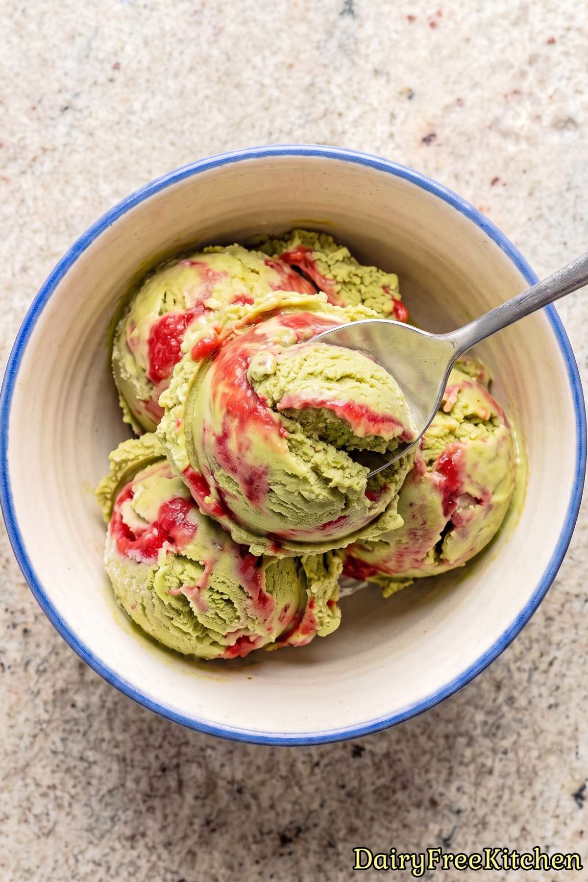 Easy homemade vegan matcha strawberry ice cream