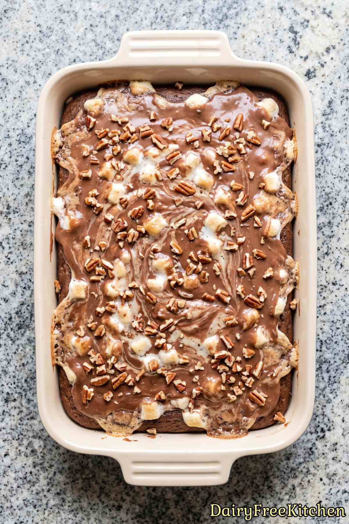 Homemade dairy free mud cake with frosting