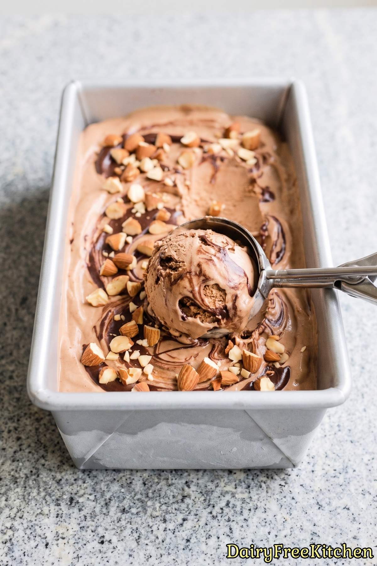 Homemade dairy free mocha fudge ice cream