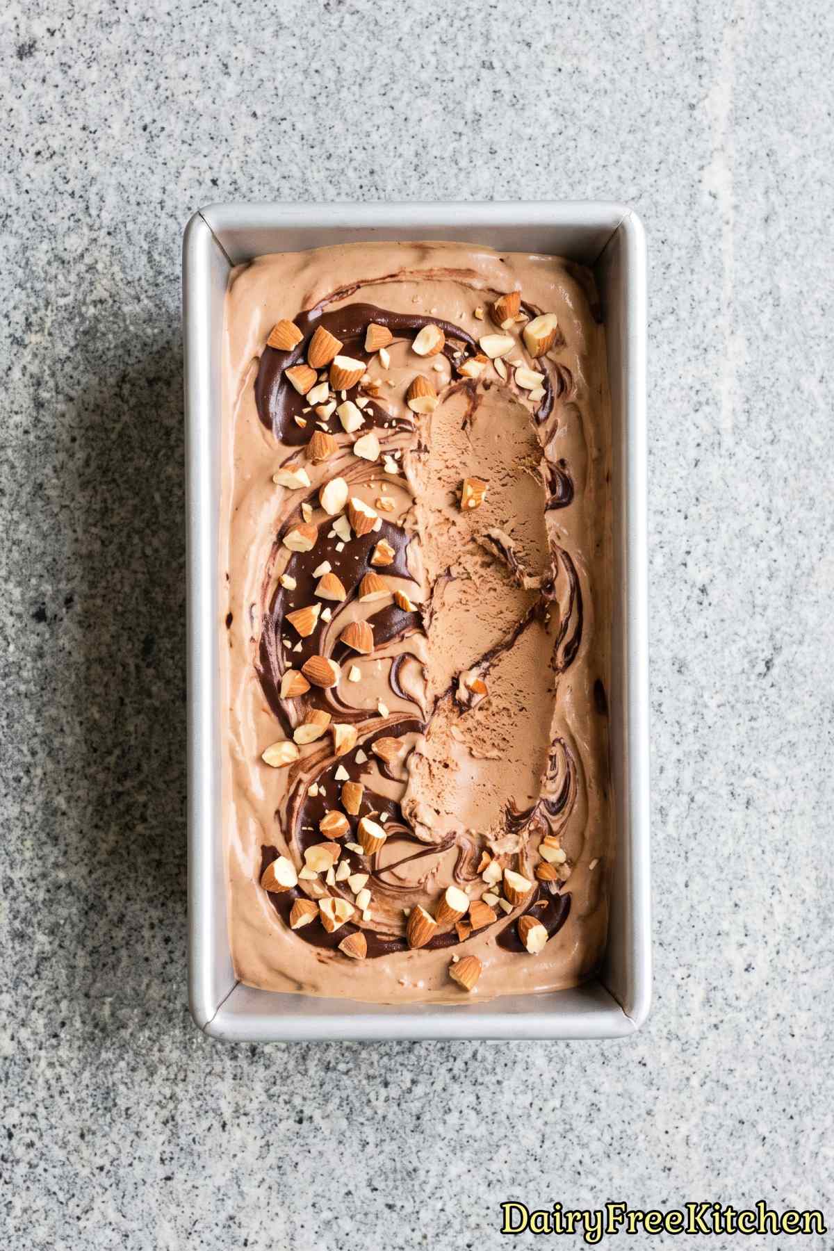 Tasty plant based mocha almond fudge scoop