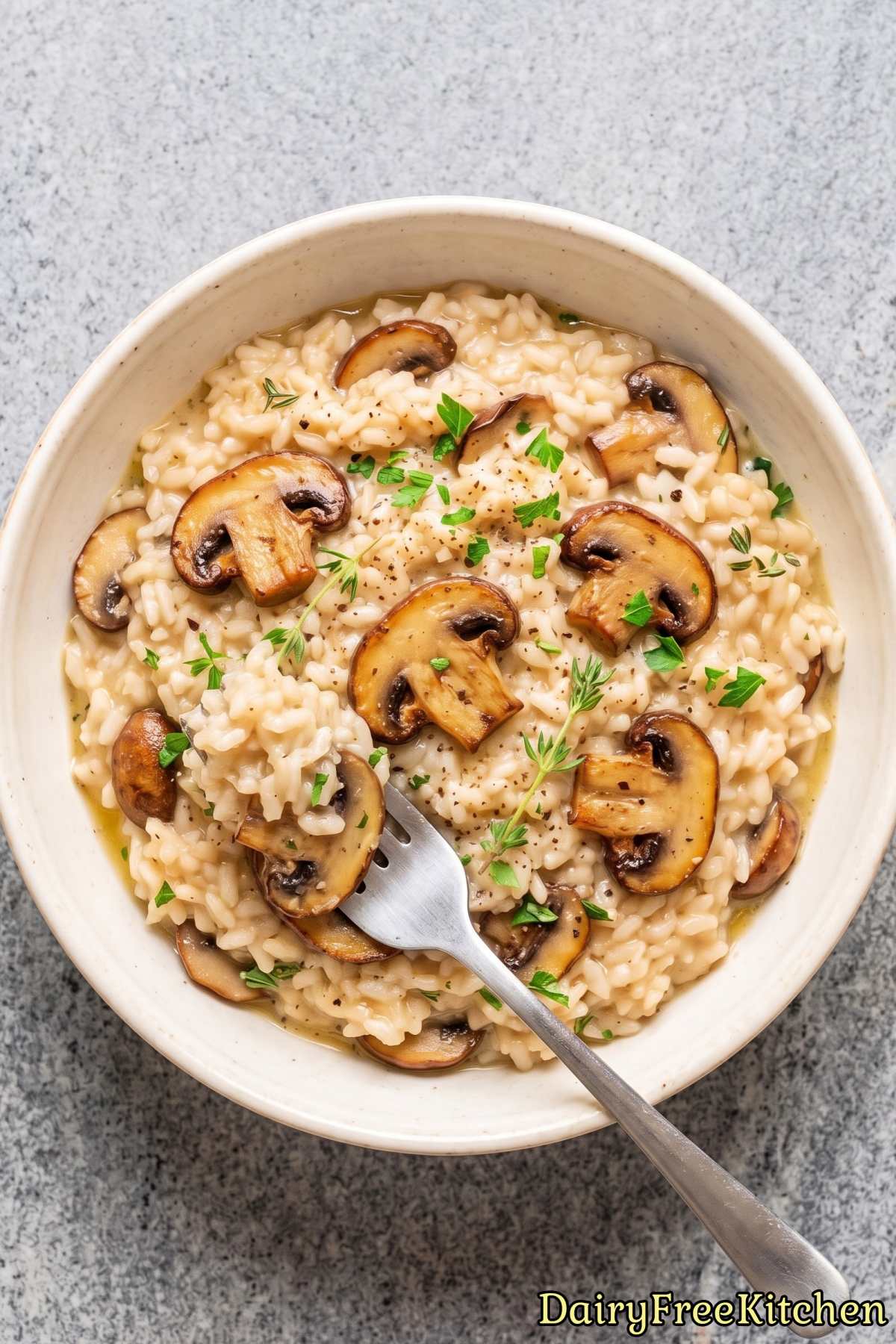 Creamy dairy free mushroom risotto