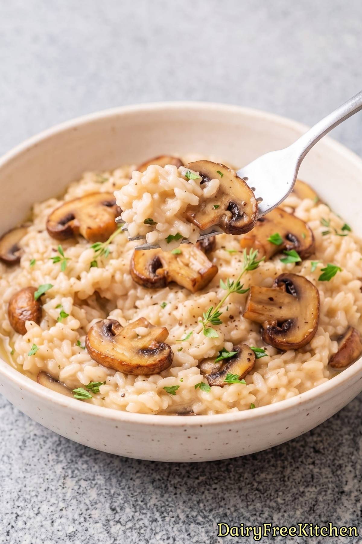 Comforting dairy free mushroom risotto
