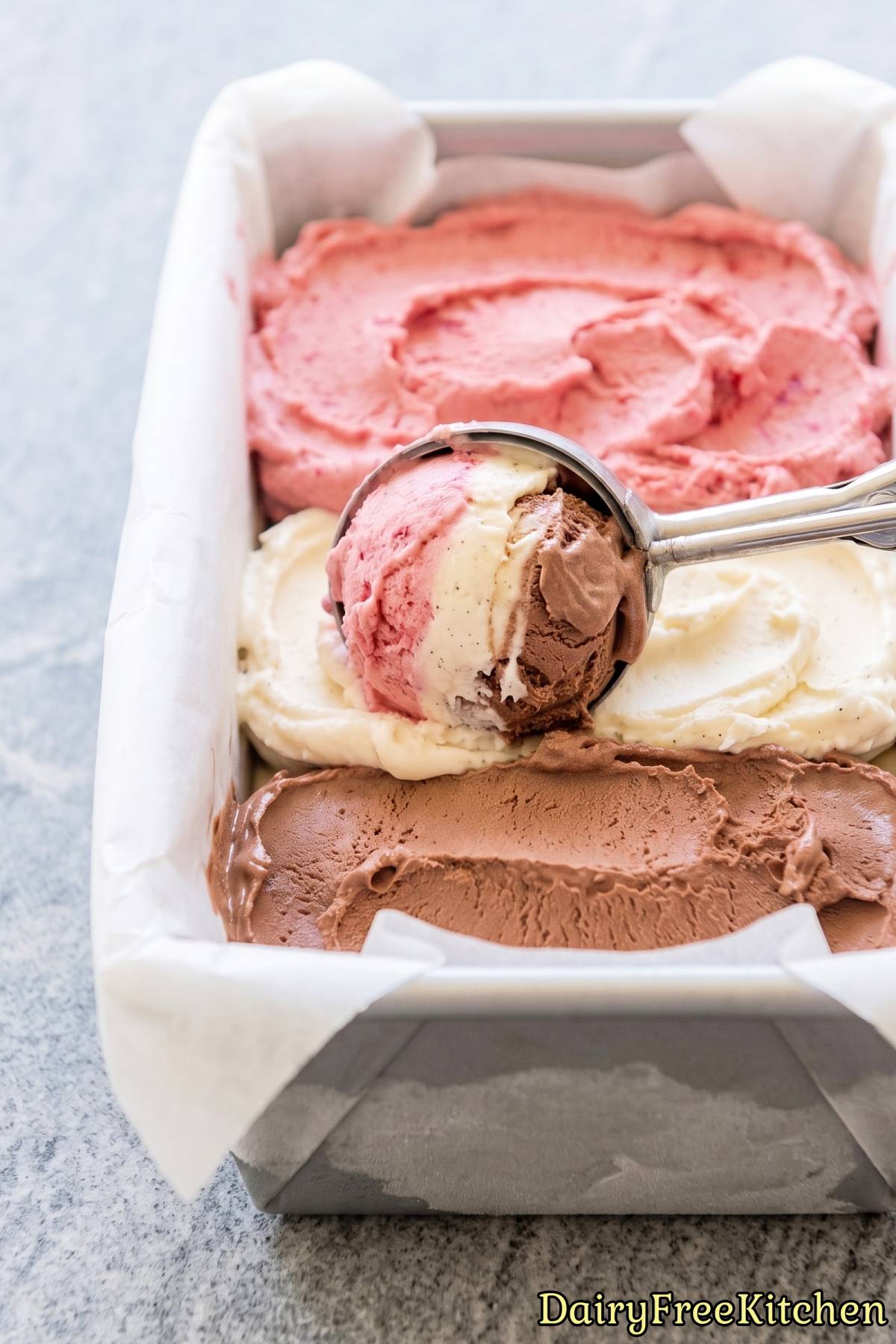 Creamy dairy free neapolitan ice cream