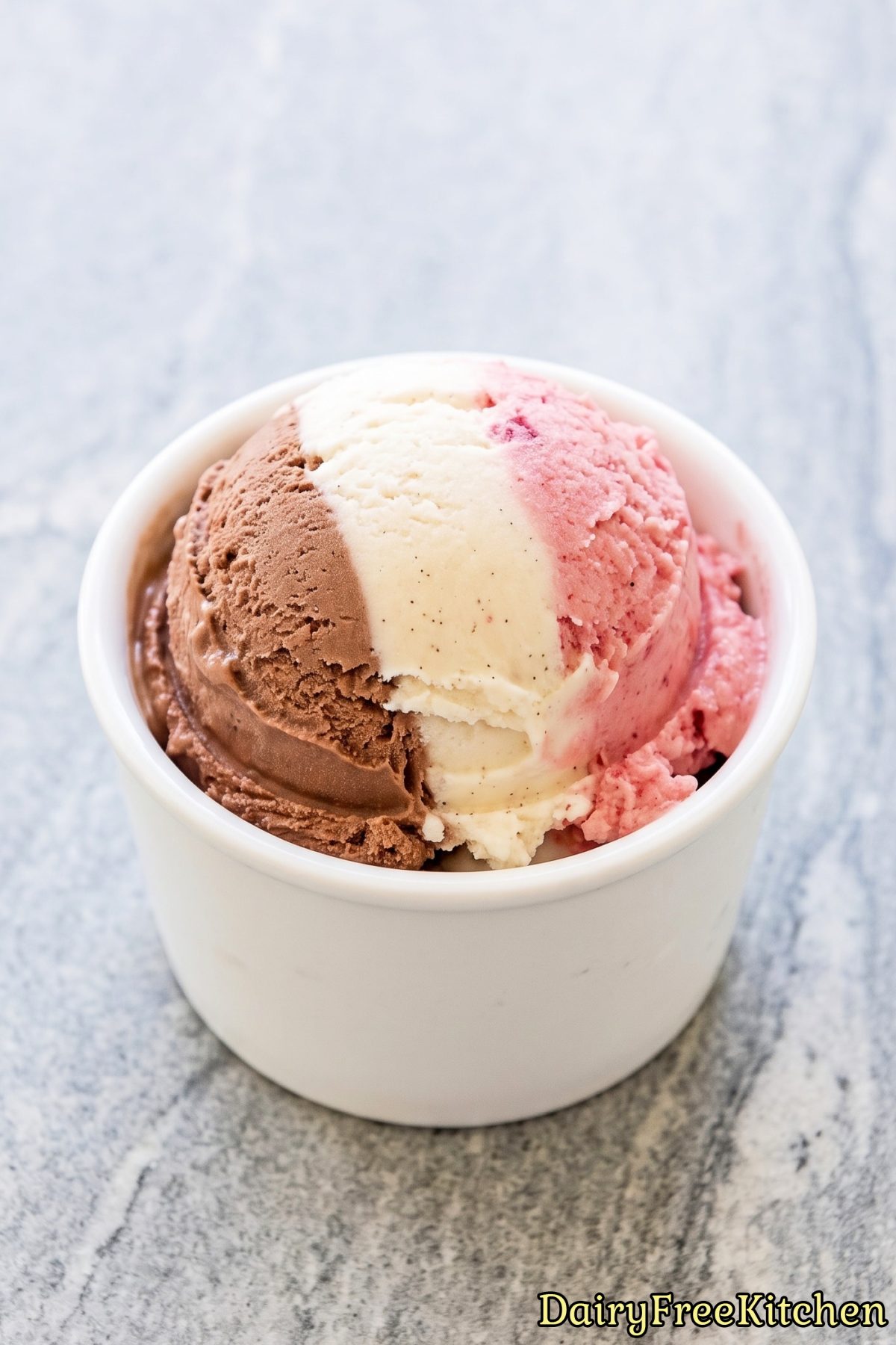 Three flavor dairy free neapolitan ice cream