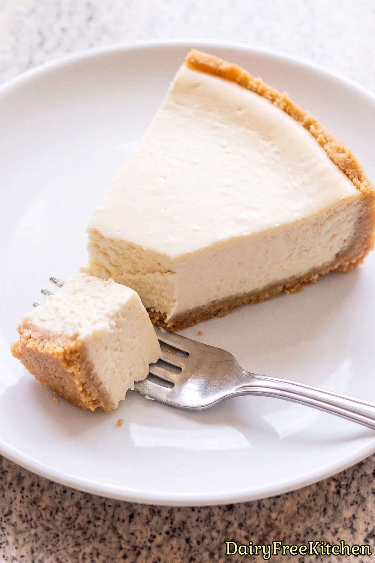 Creamy slice of dairy free cheesecake