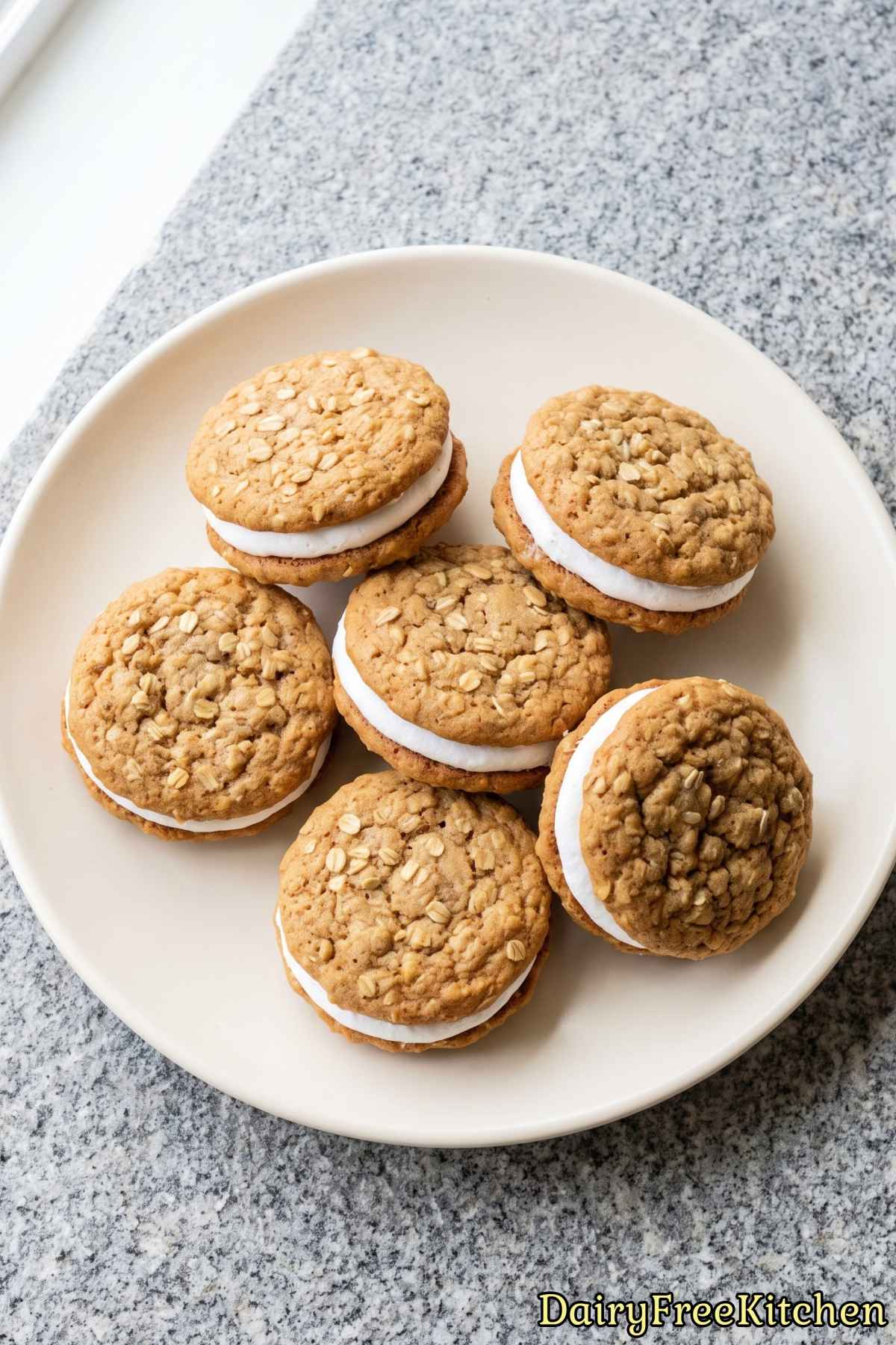 Soft dairy free oatmeal cream pie cookies
