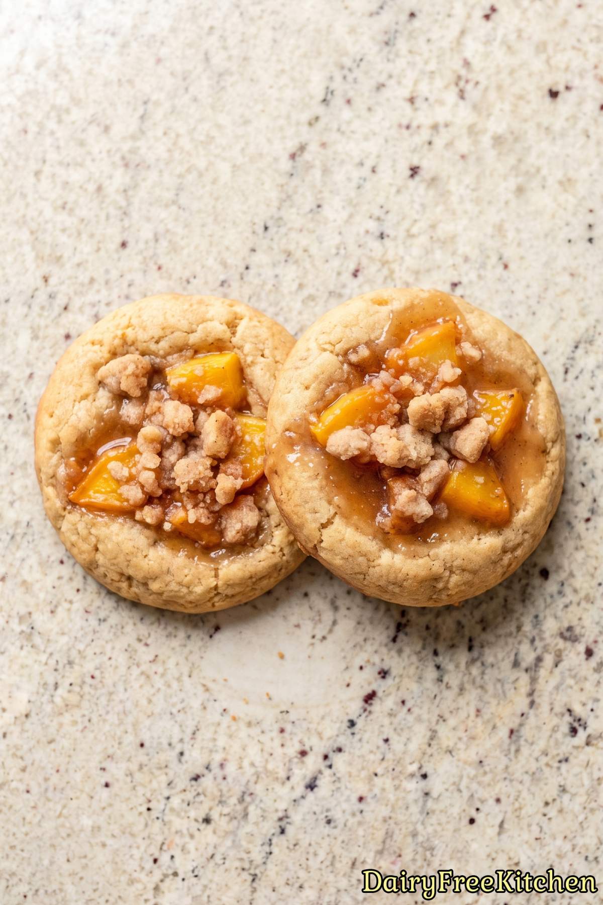 Sweet peach cobbler cookies cooling