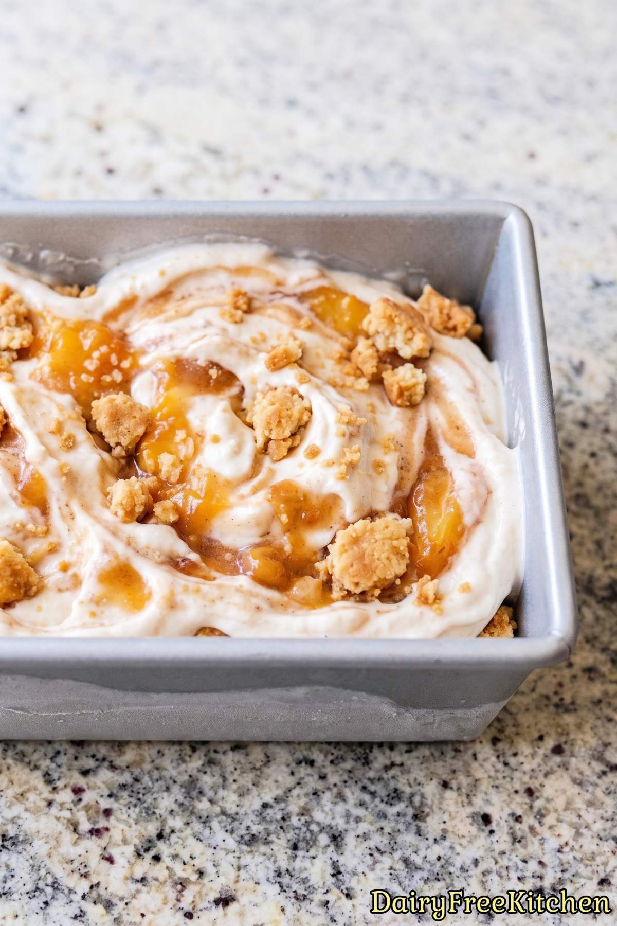 Creamy vegan peach cobbler ice cream