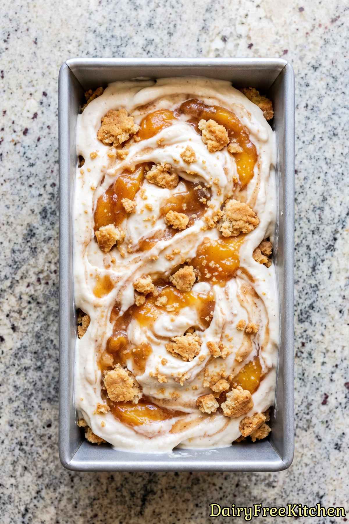 Tasty dairy free peach cobbler frozen dessert