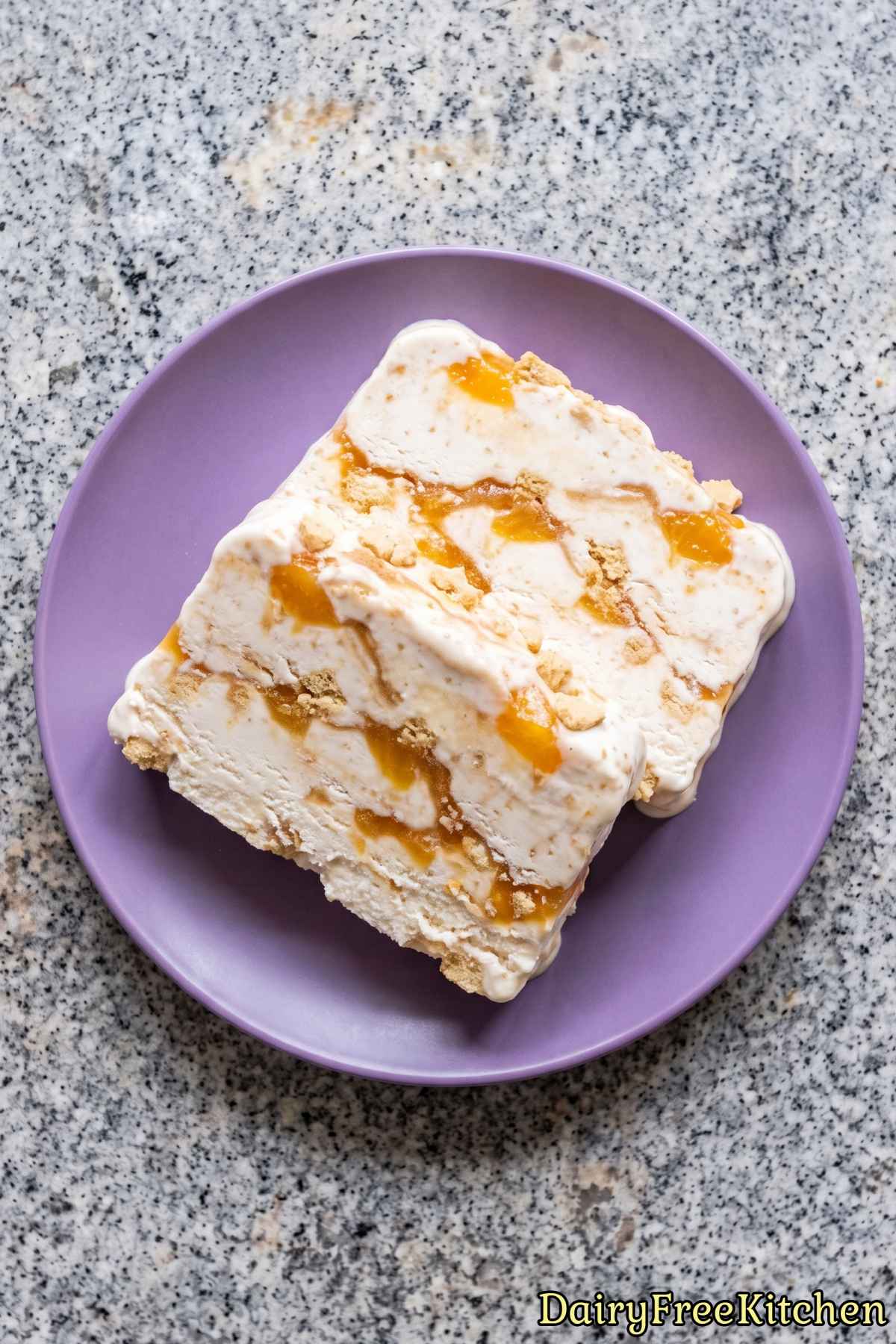 Creamy peach semifreddo dessert