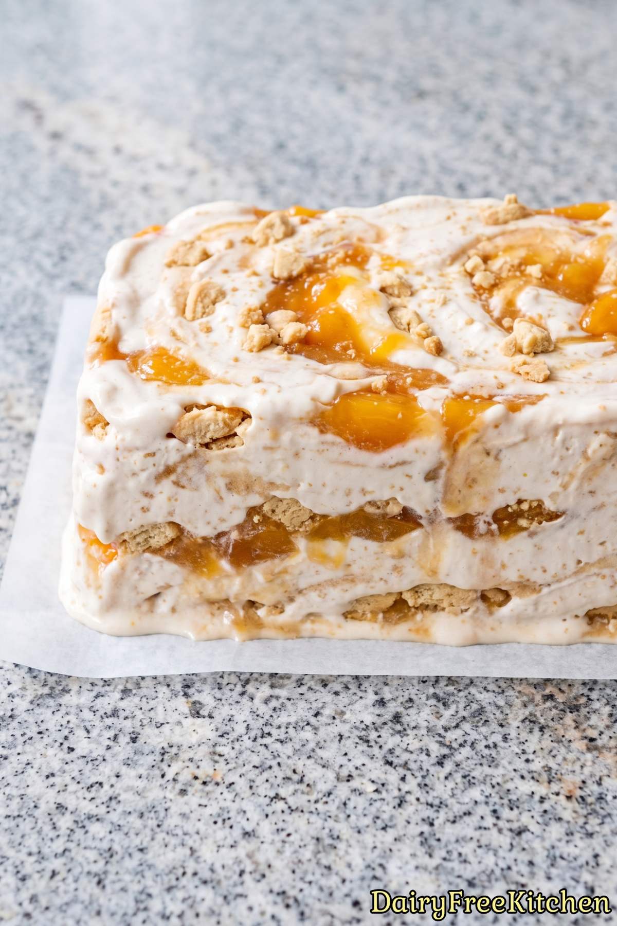 Silky peach semifreddo treat