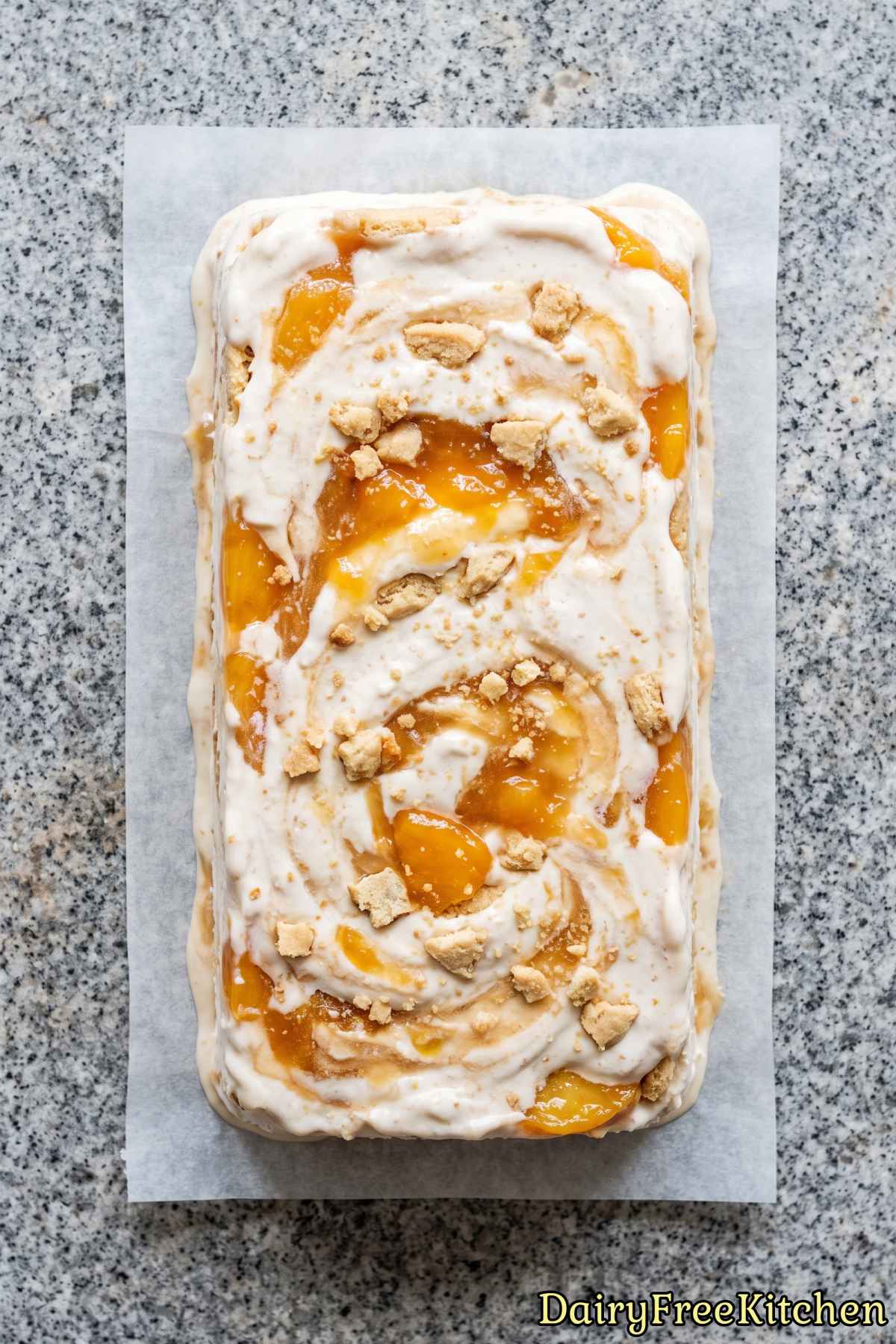 Dairy free frozen peach dessert