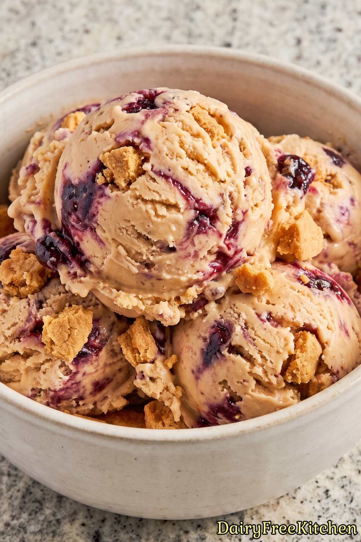 Creamy dairy free PB&J cookie ice cream