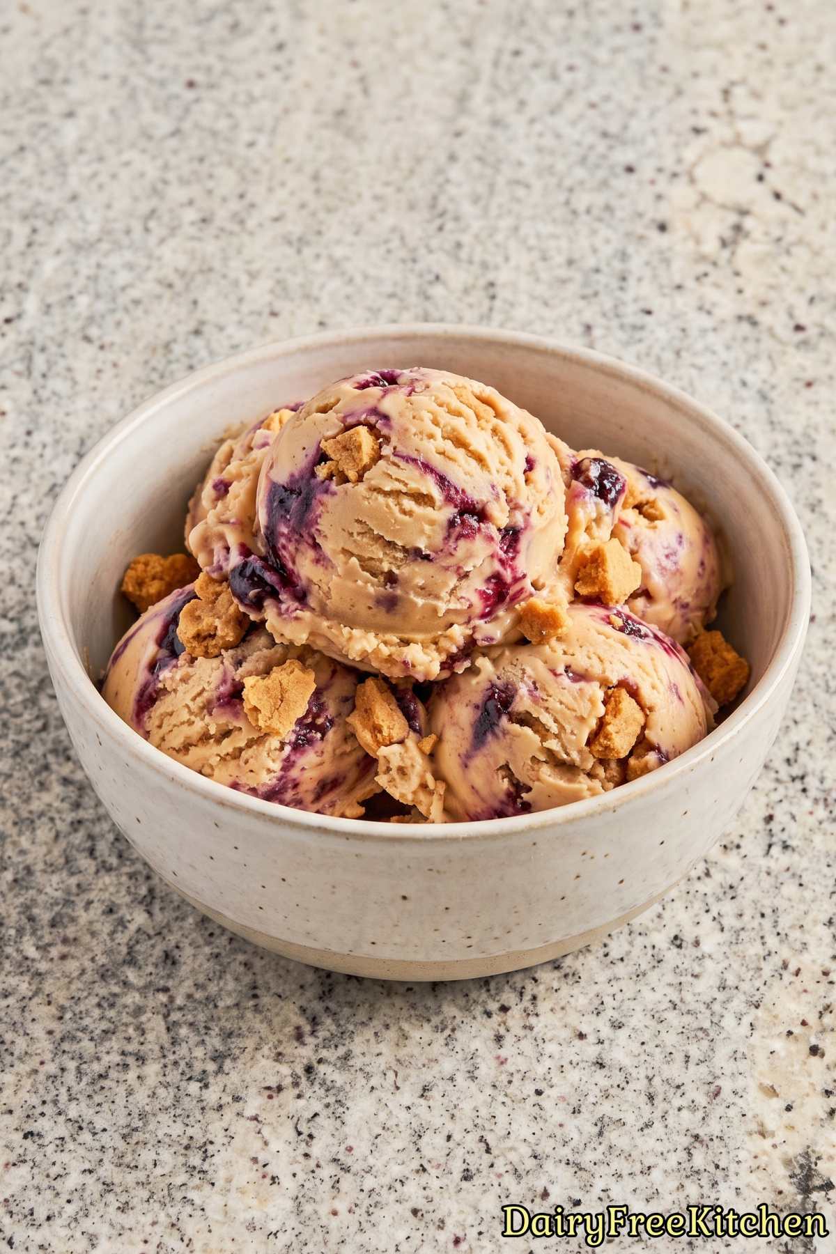 Sweet dairy free PB&J cookie ice cream