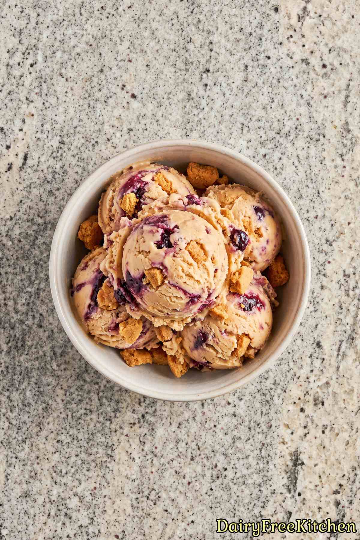 Homemade dairy free PB&J cookie ice cream